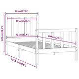 Cadre de lit sans matelas 90x200 cm bois massif