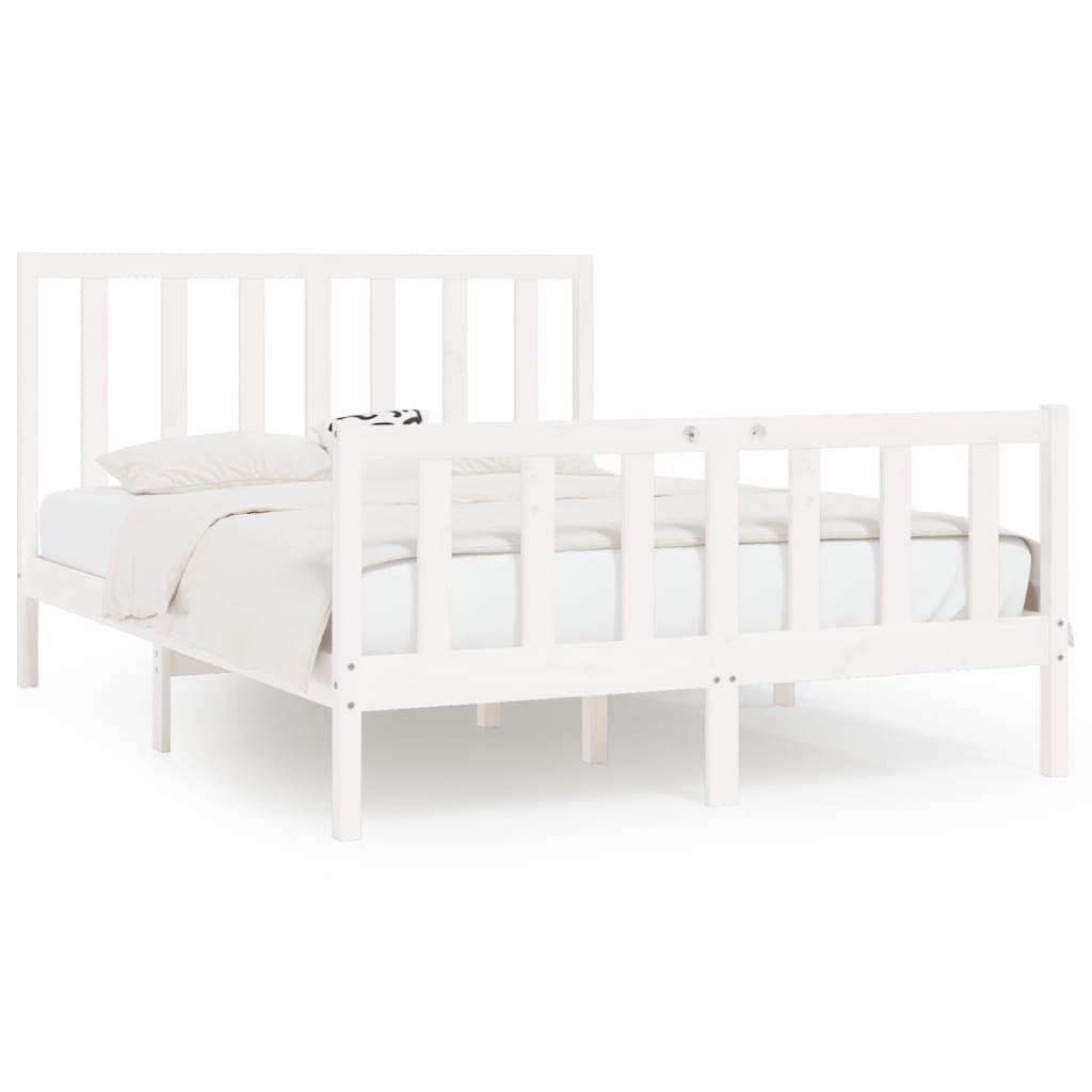 Cadre de lit sans matelas blanc 120x200 cm bois massif