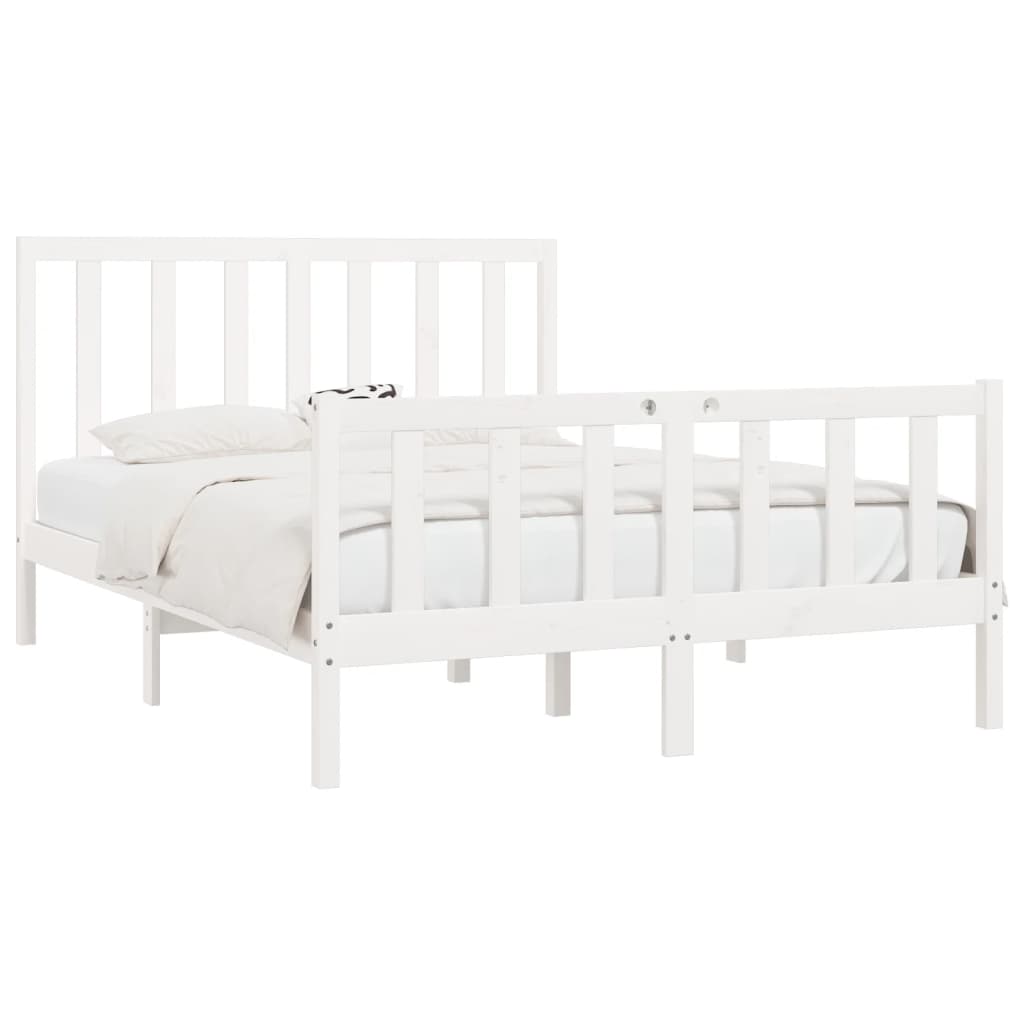 Cadre de lit sans matelas blanc 120x200 cm bois massif