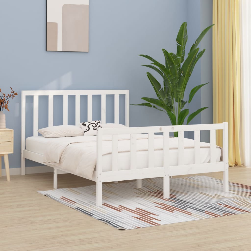 Cadre de lit sans matelas blanc 120x200 cm bois massif