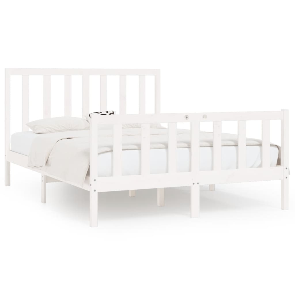 Cadre de lit sans matelas blanc 140x200 cm bois massif