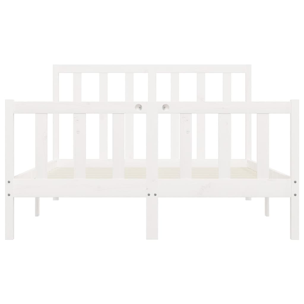 Cadre de lit sans matelas blanc 140x200 cm bois massif