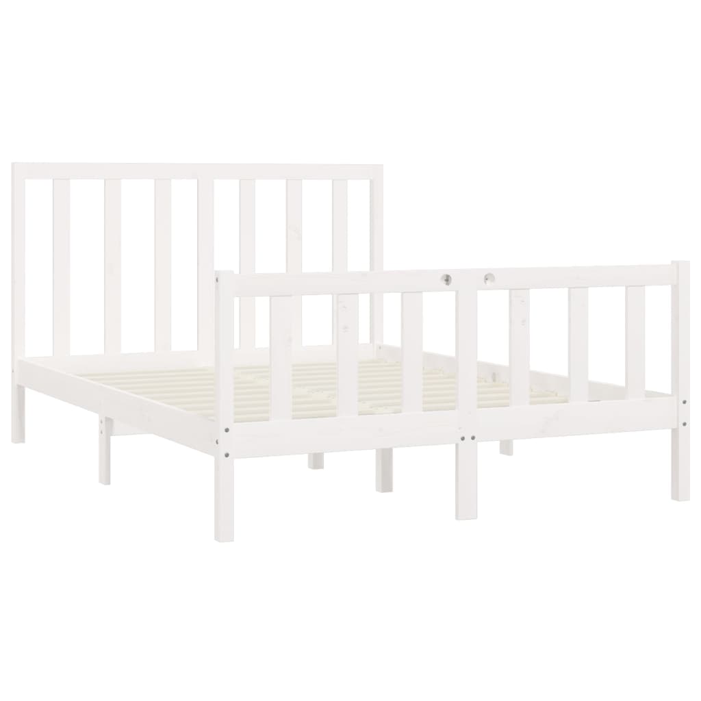 Cadre de lit sans matelas blanc 160x200 cm bois massif