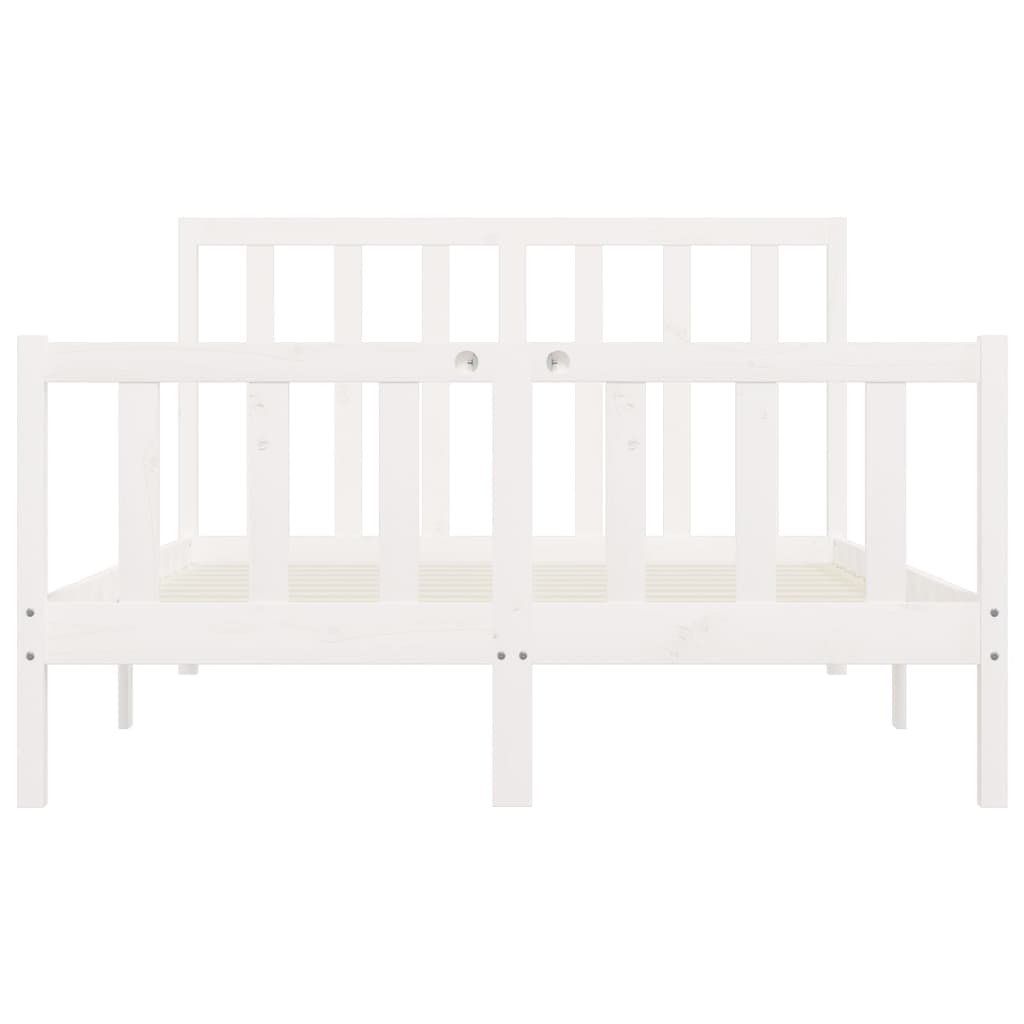 Cadre de lit sans matelas blanc 160x200 cm bois massif