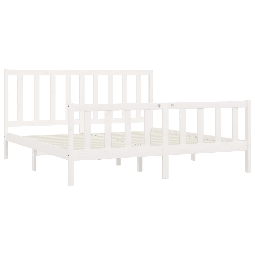 Cadre de lit sans matelas blanc 200x200 cm bois massif