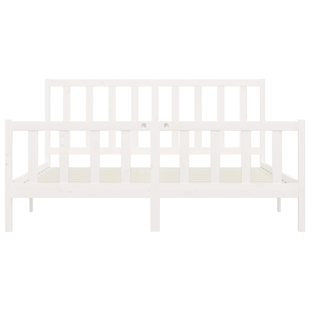 Cadre de lit sans matelas blanc 200x200 cm bois massif