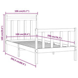 Cadre de lit sans matelas bois massif de pin 100x200 cm