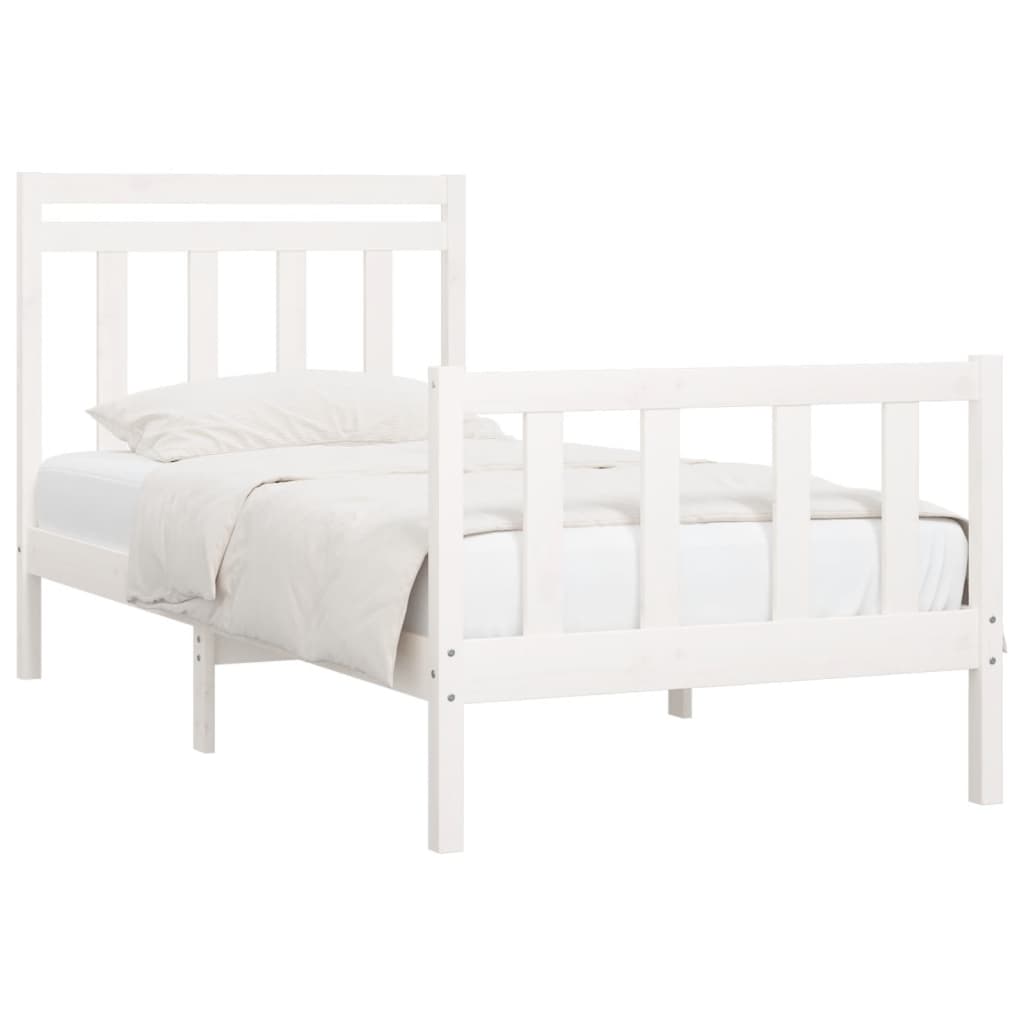 Cadre de lit sans matelas blanc bois de pin massif 100x200 cm