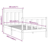 Cadre de lit sans matelas blanc bois de pin massif 100x200 cm