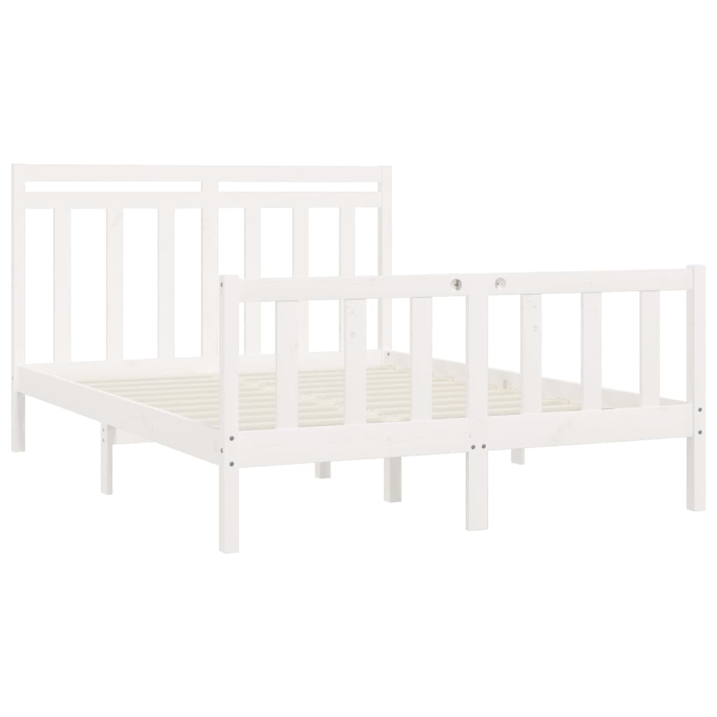 Cadre de lit sans matelas blanc bois de pin massif 150x200 cm