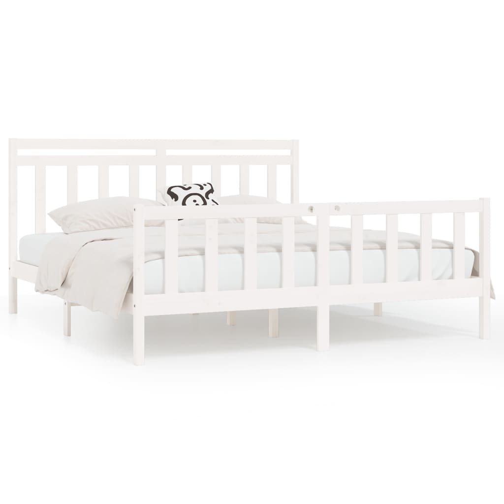 Cadre de lit sans matelas blanc bois massif de pin 200x200 cm