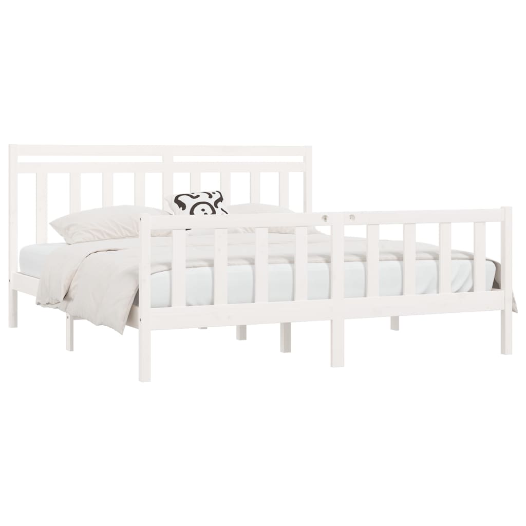 Cadre de lit sans matelas blanc bois massif de pin 200x200 cm