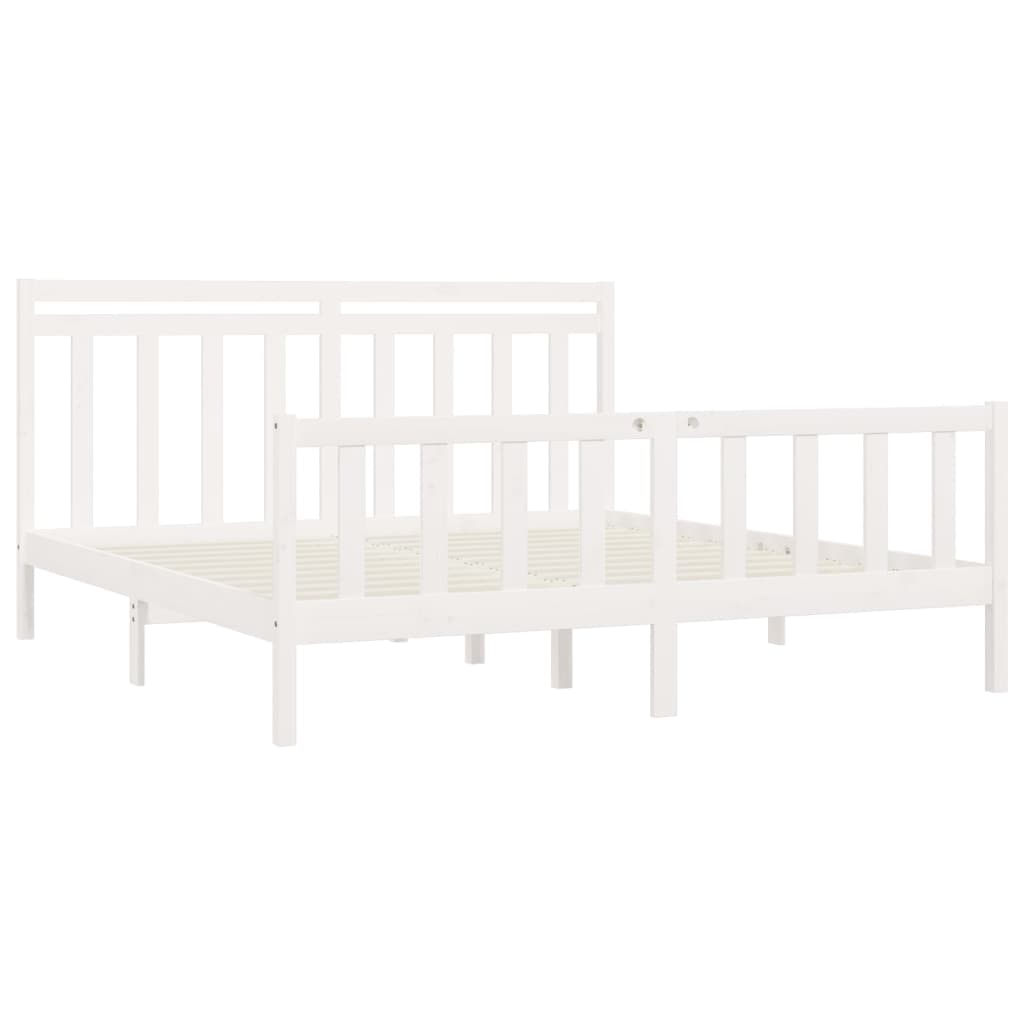 Cadre de lit sans matelas blanc bois massif de pin 200x200 cm