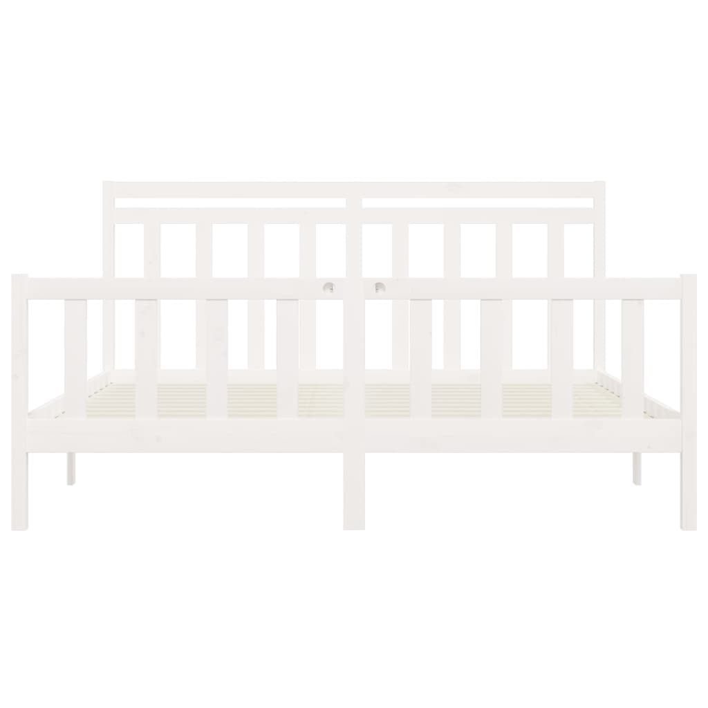 Cadre de lit sans matelas blanc bois massif de pin 200x200 cm