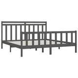 Cadre de lit sans matelas bois massif de pin gris 200x200 cm