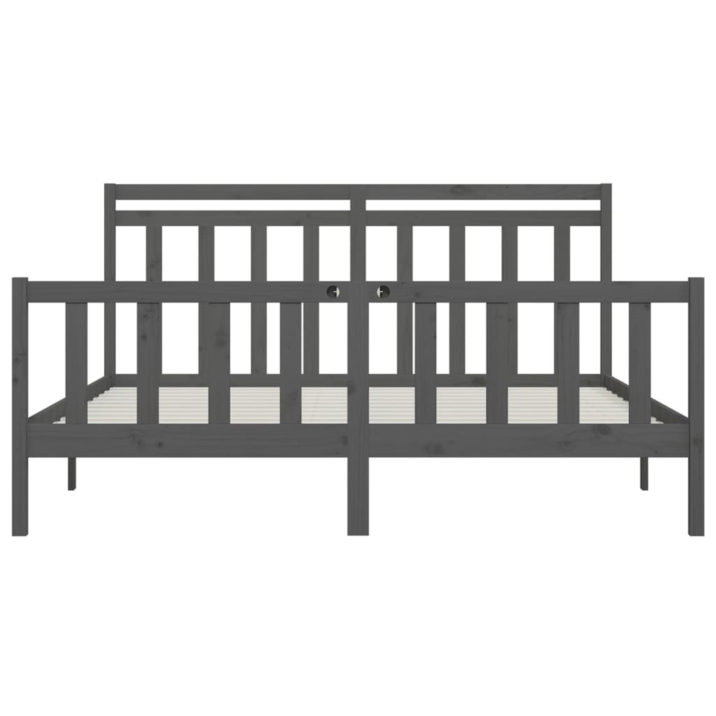 Cadre de lit sans matelas bois massif de pin gris 200x200 cm