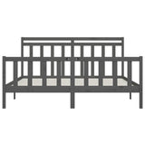 Cadre de lit sans matelas bois massif de pin gris 200x200 cm