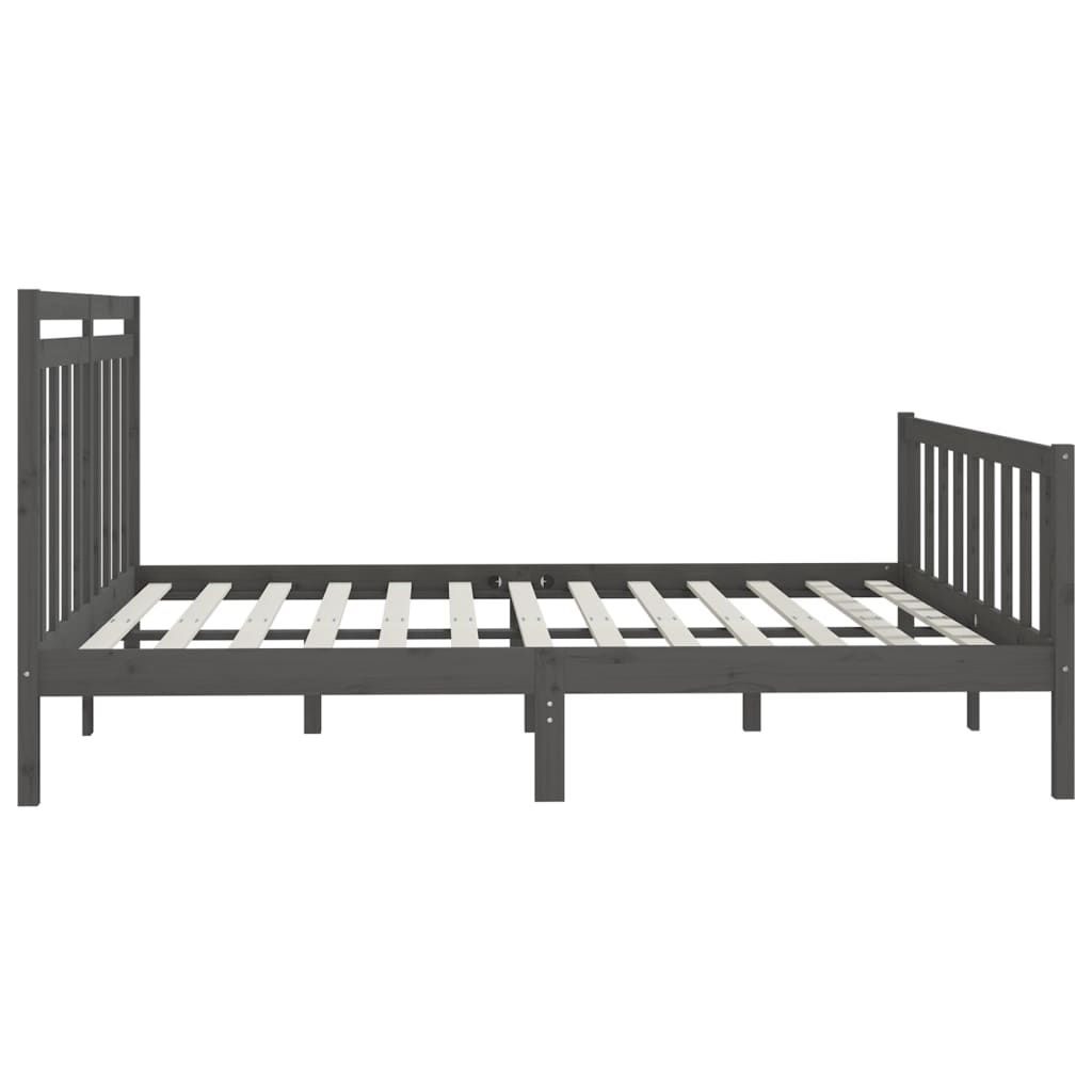 Cadre de lit sans matelas bois massif de pin gris 200x200 cm