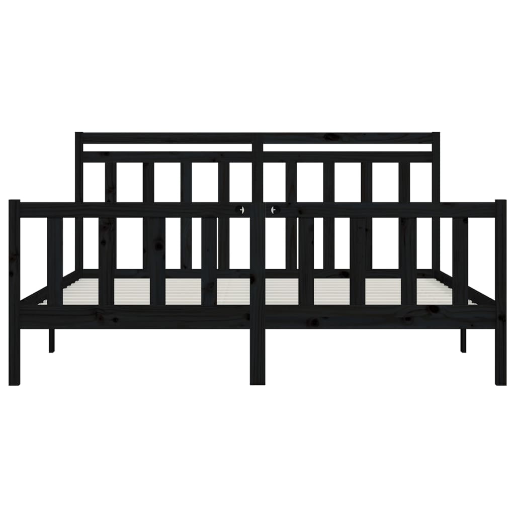 Cadre de lit sans matelas noir bois massif de pin 200x200 cm