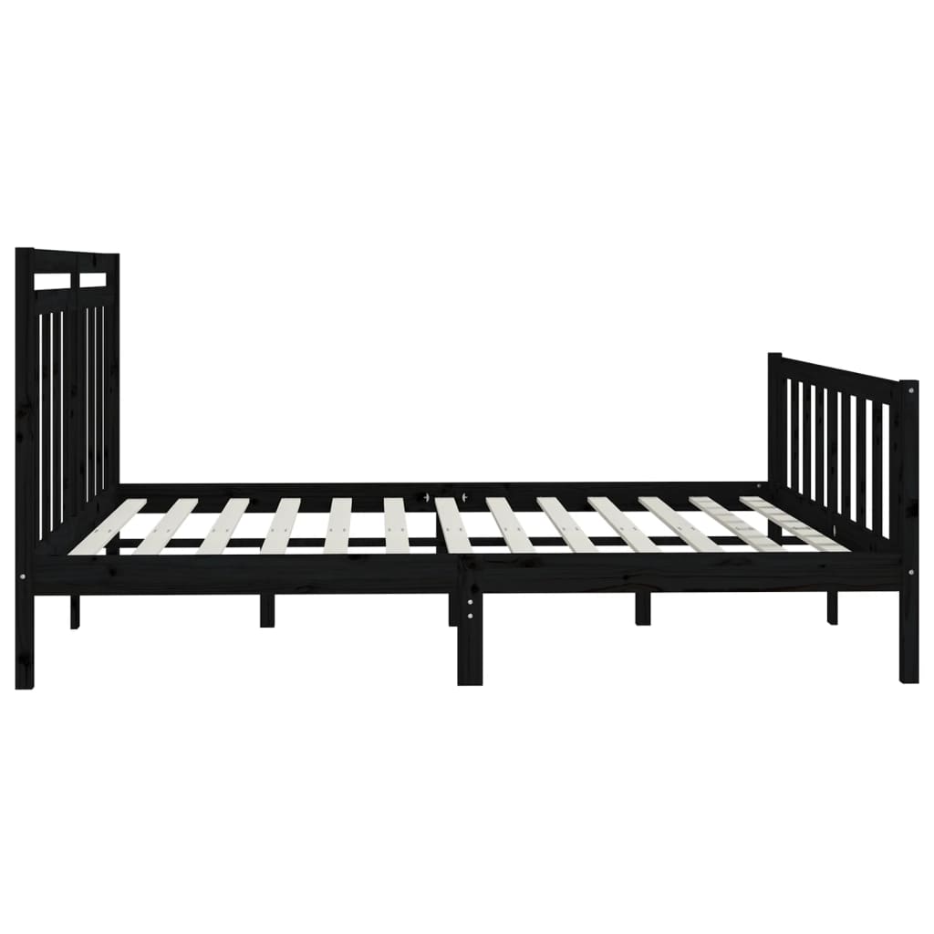 Cadre de lit sans matelas noir bois massif de pin 200x200 cm