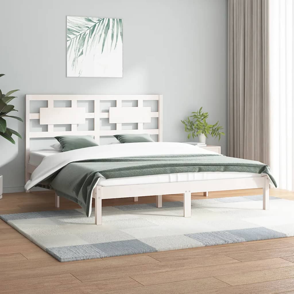 Cadre de lit sans matelas blanc 140x200 cm bois de pin massif