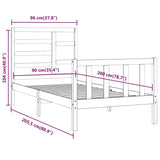 Cadre de lit sans matelas 90x200 cm bois de pin massif