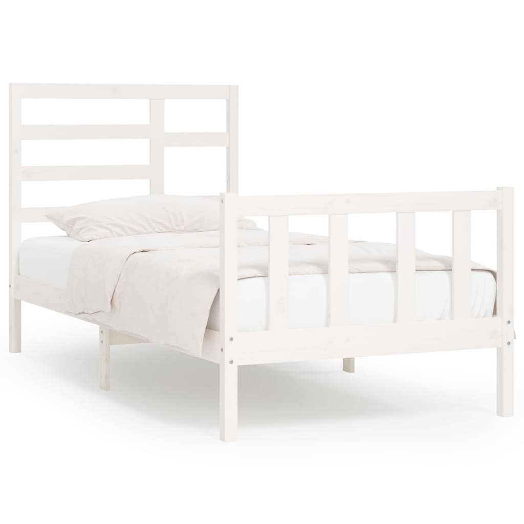 Cadre de lit sans matelas blanc 90x200 cm bois de pin massif