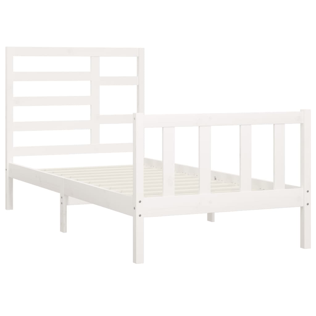 Cadre de lit sans matelas blanc 100x200 cm bois de pin massif