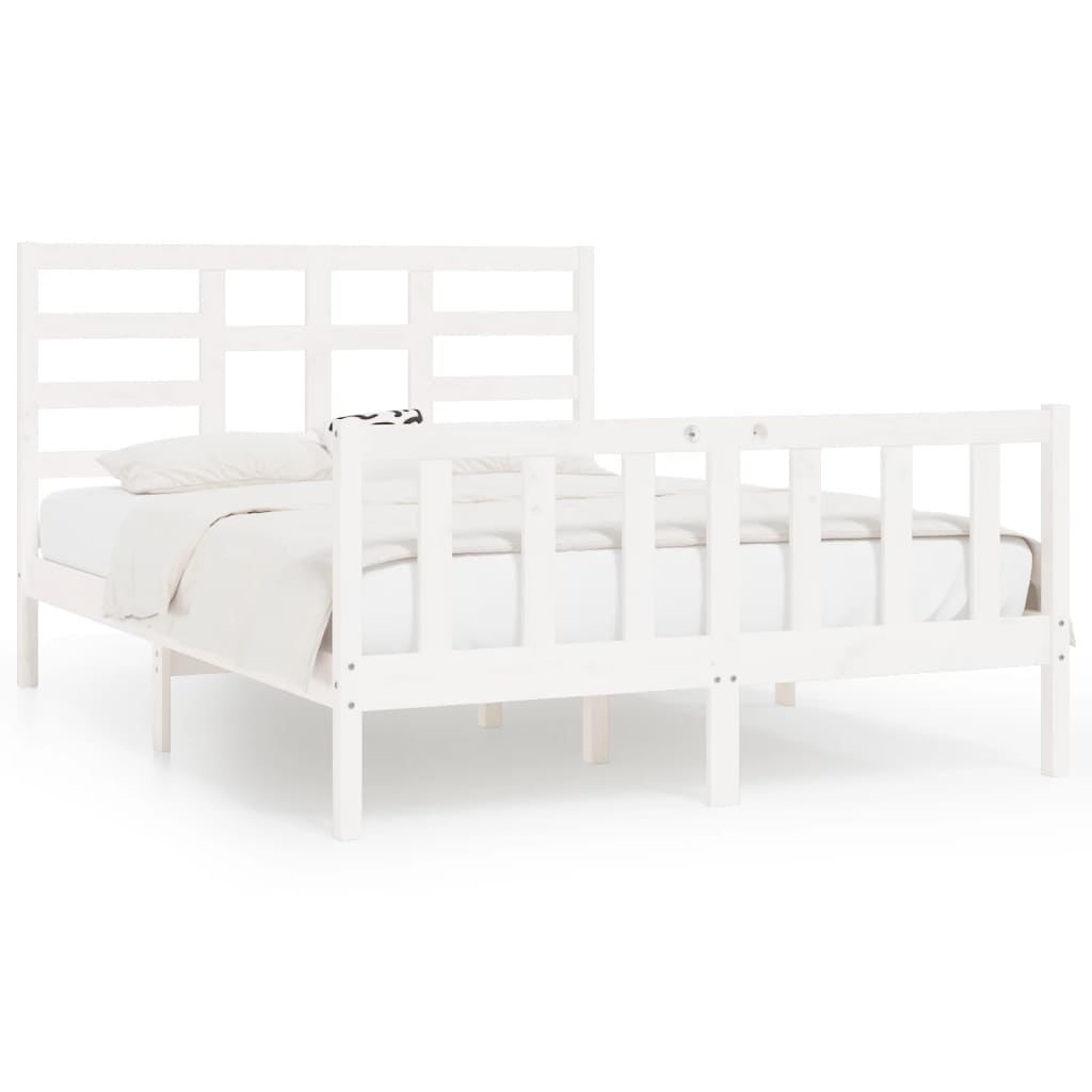 Cadre de lit sans matelas blanc 120x200 cm bois de pin massif