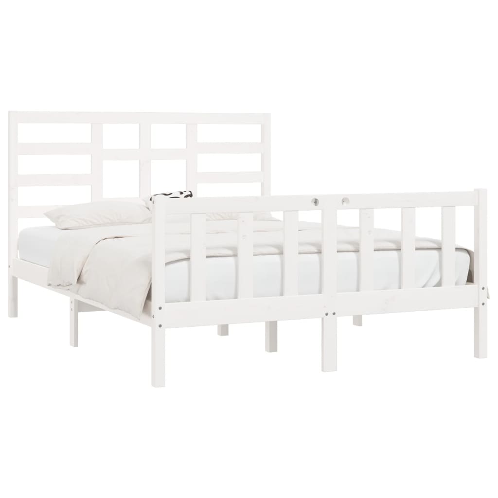 Cadre de lit sans matelas blanc 120x200 cm bois de pin massif