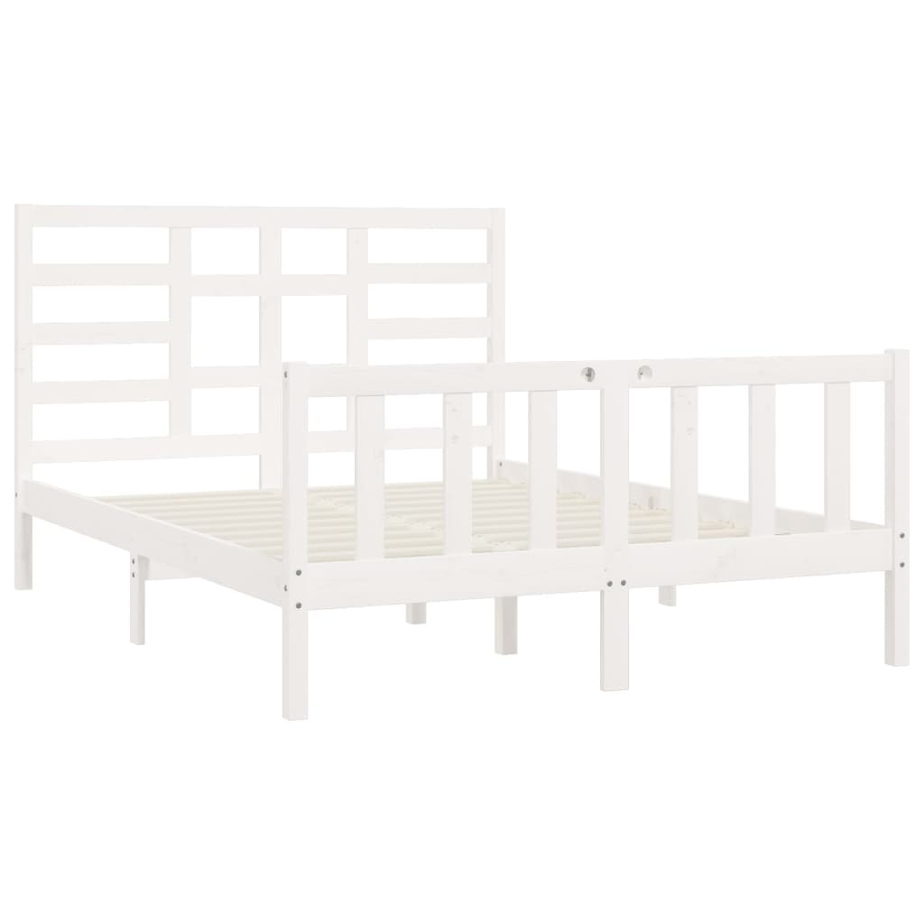 Cadre de lit sans matelas blanc 120x200 cm bois de pin massif