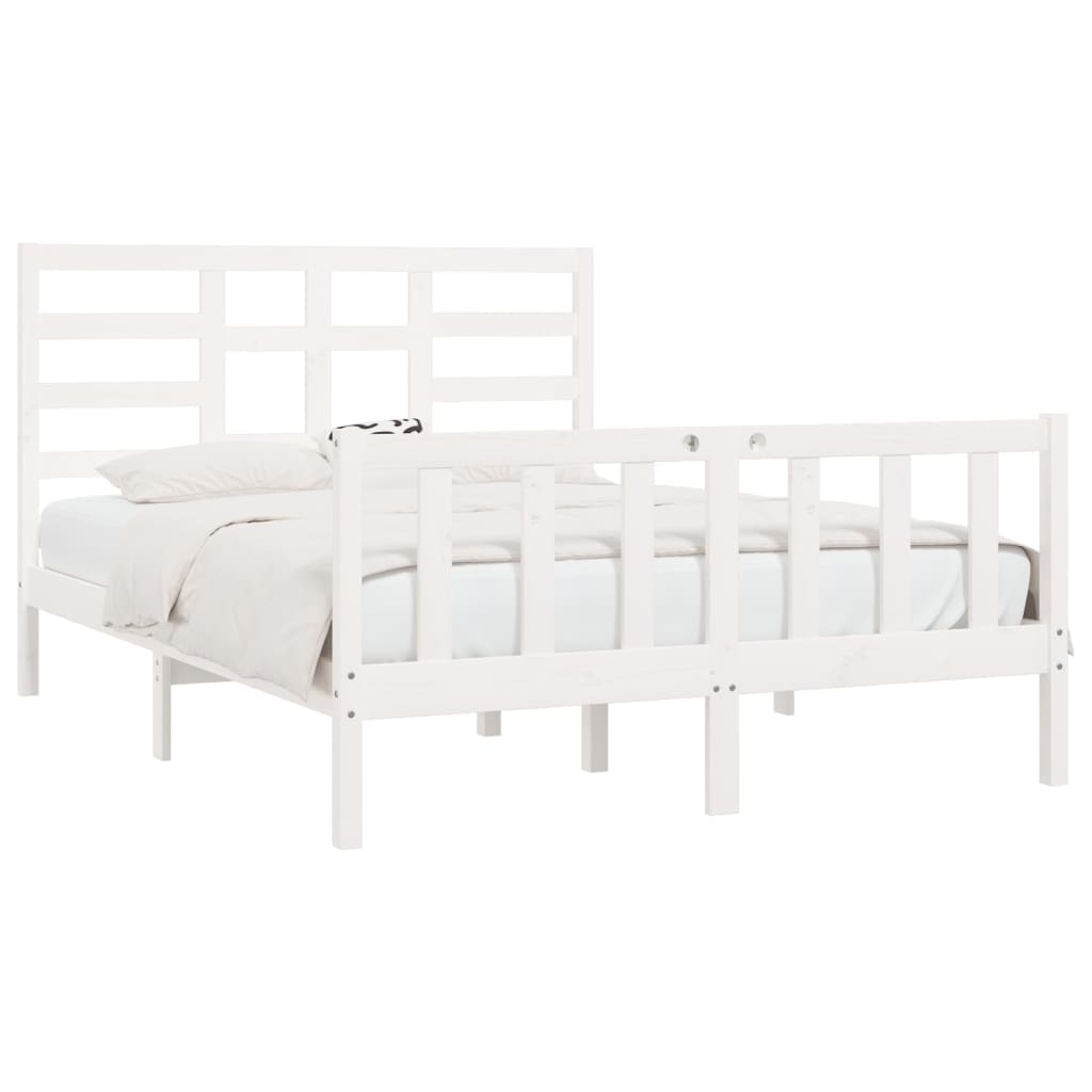 Cadre de lit sans matelas blanc 140x200 cm bois de pin massif