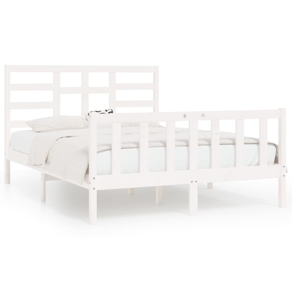 Cadre de lit sans matelas blanc 160x200 cm bois de pin massif