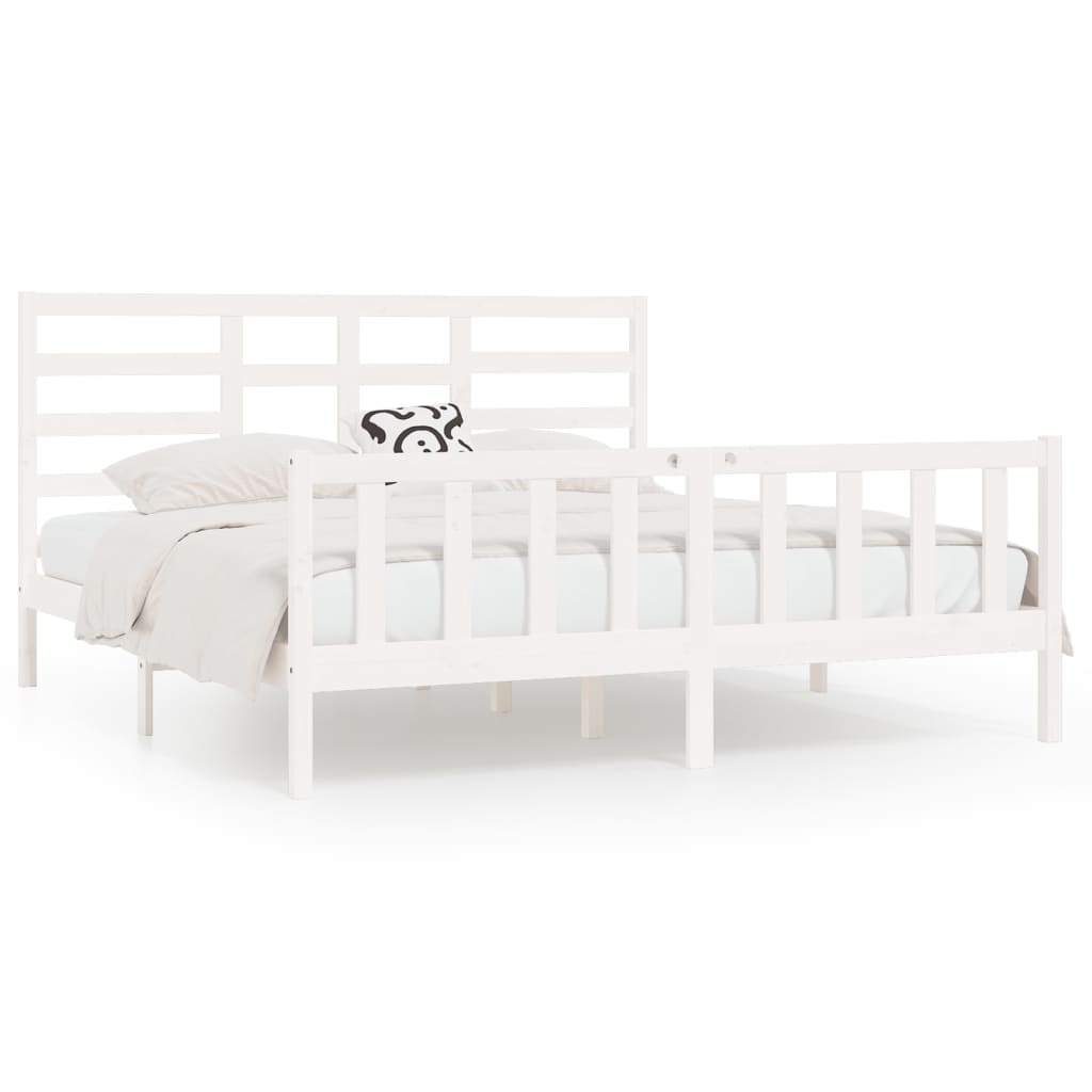 Cadre de lit sans matelas blanc 180x200 cm bois massif