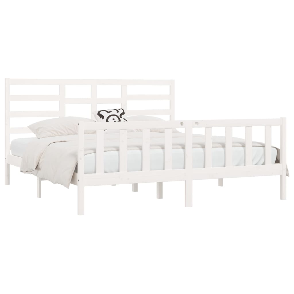 Cadre de lit sans matelas blanc 180x200 cm bois massif