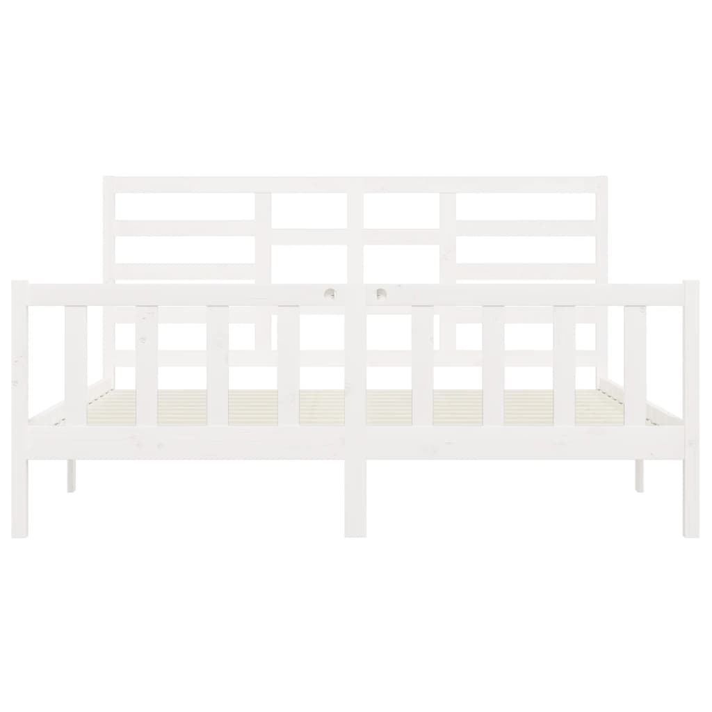 Cadre de lit sans matelas blanc 180x200 cm bois massif