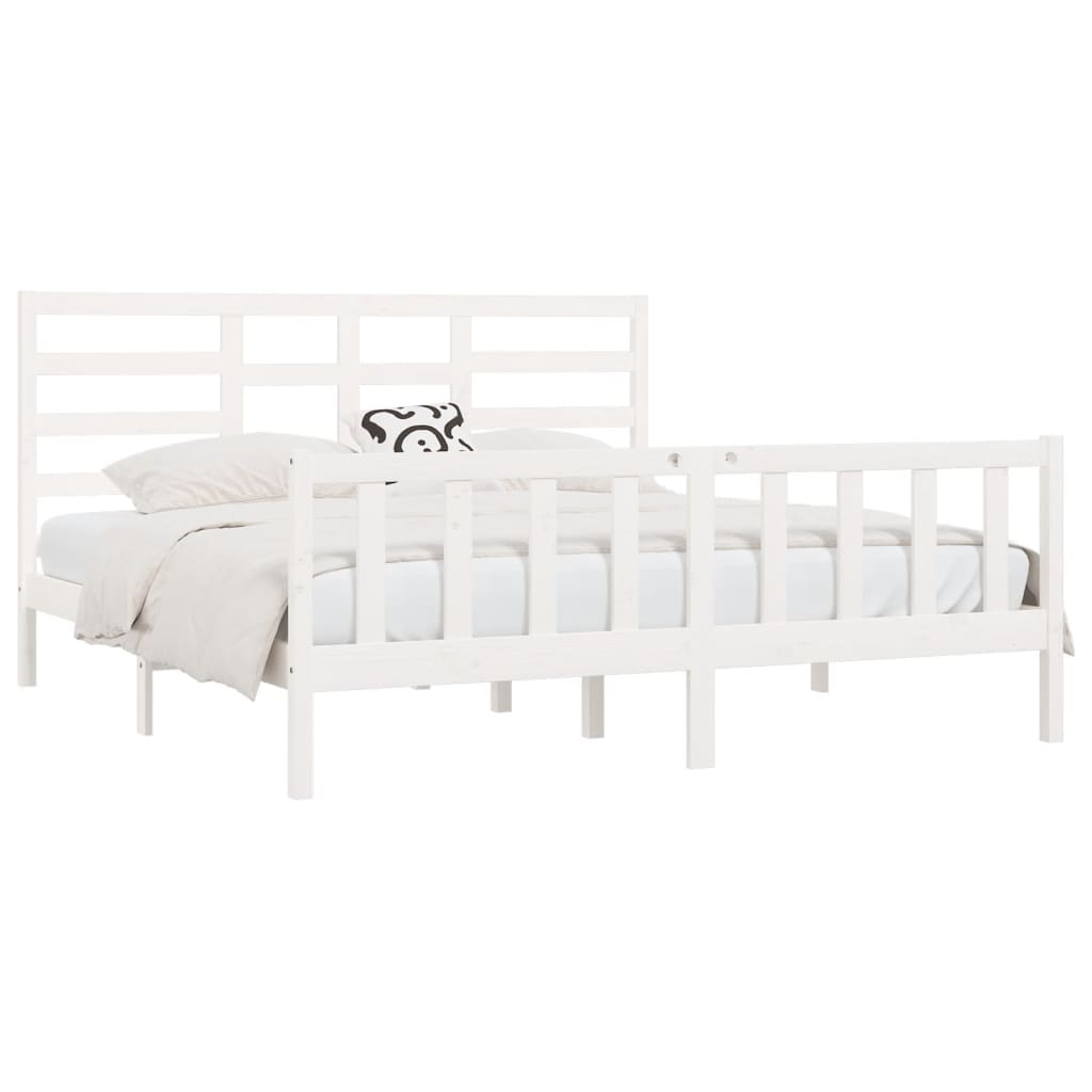 Cadre de lit sans matelas blanc 200x200 cm bois massif de pin