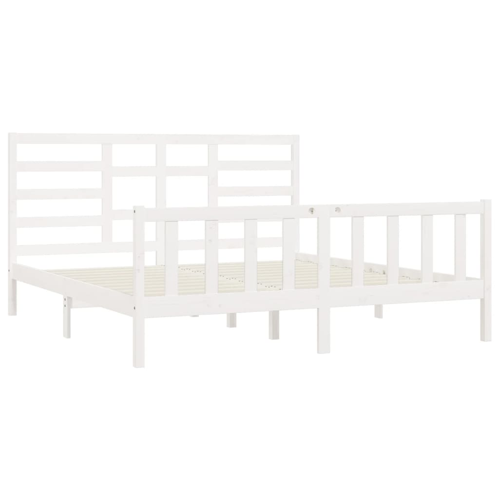 Cadre de lit sans matelas blanc 200x200 cm bois massif de pin