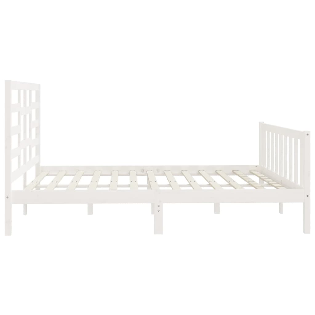 Cadre de lit sans matelas blanc 200x200 cm bois massif de pin