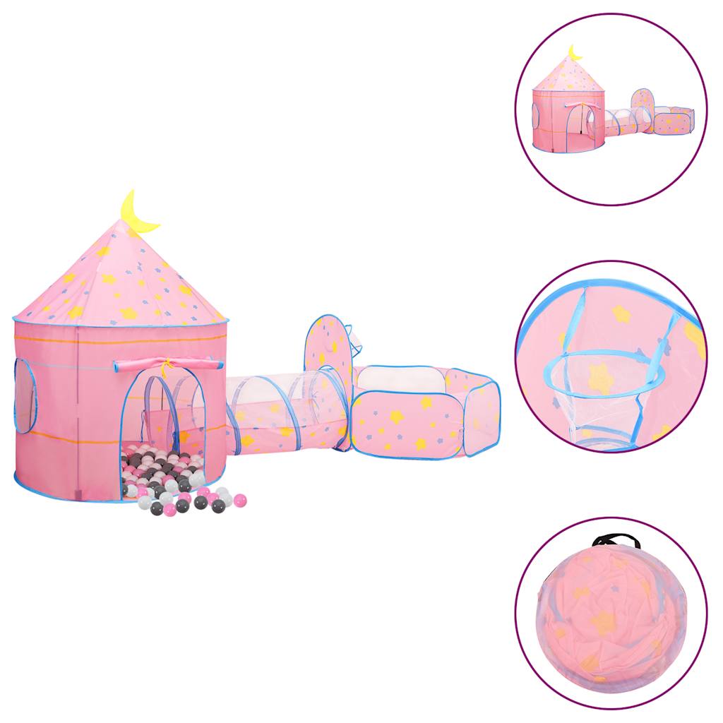 Tente de jeu pour enfants avec 250 balles Rose 301x120x128 cm