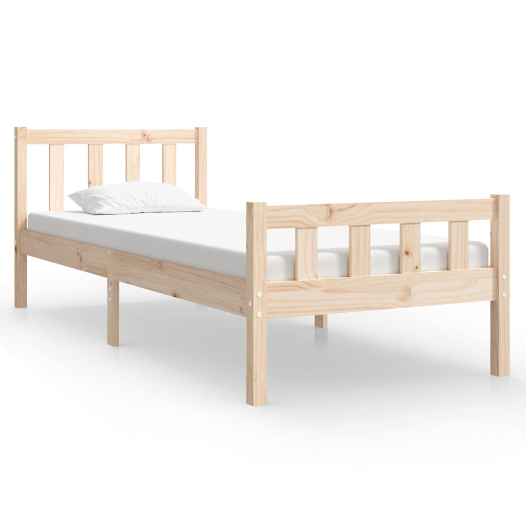 Solid wood bed frame without mattress