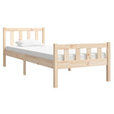 Solid wood bed frame without mattress