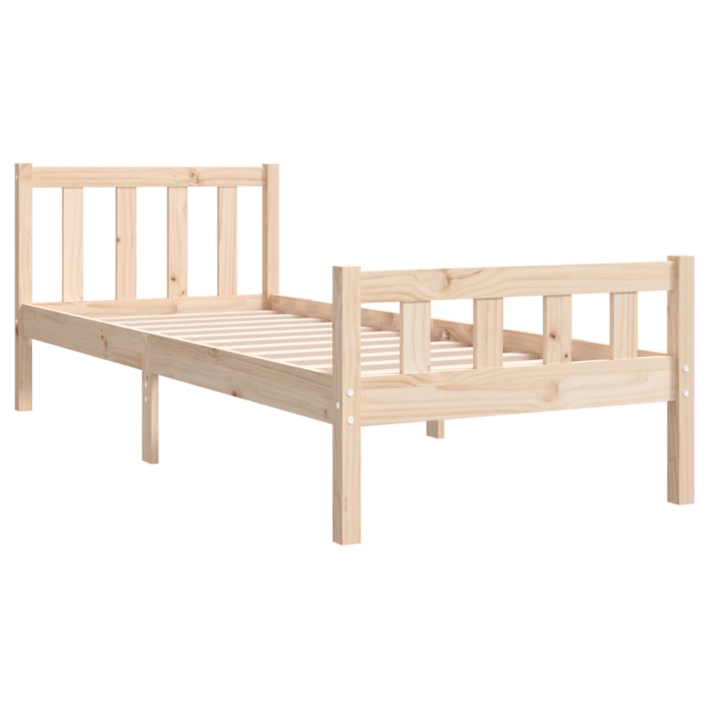 Solid wood bed frame without mattress