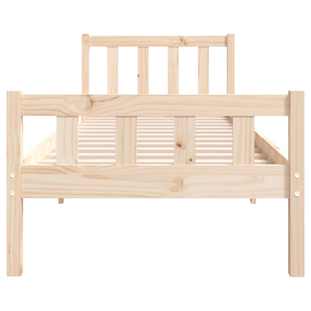 Solid wood bed frame without mattress