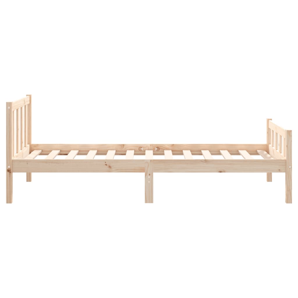 Solid wood bed frame without mattress