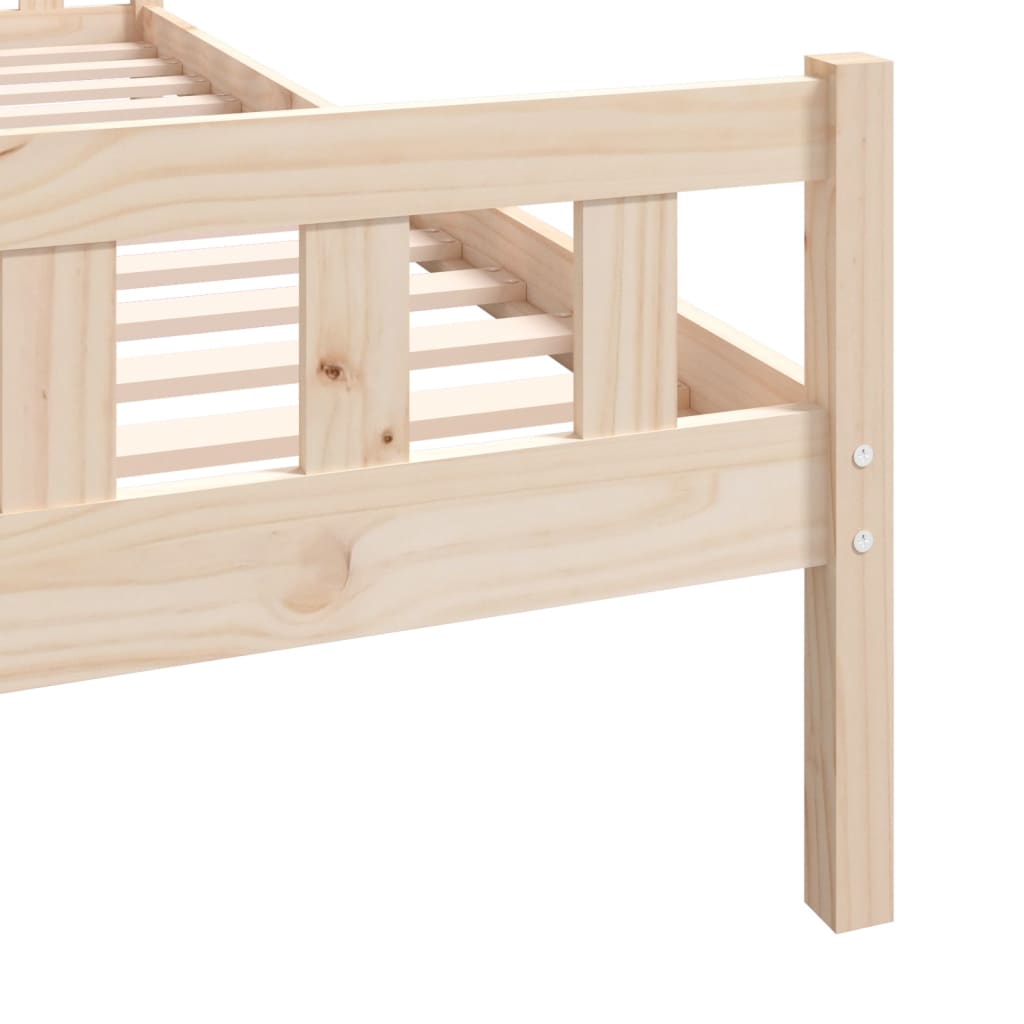 Solid wood bed frame without mattress