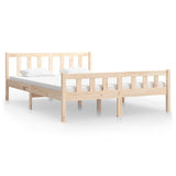 Solid wood bed frame without mattress