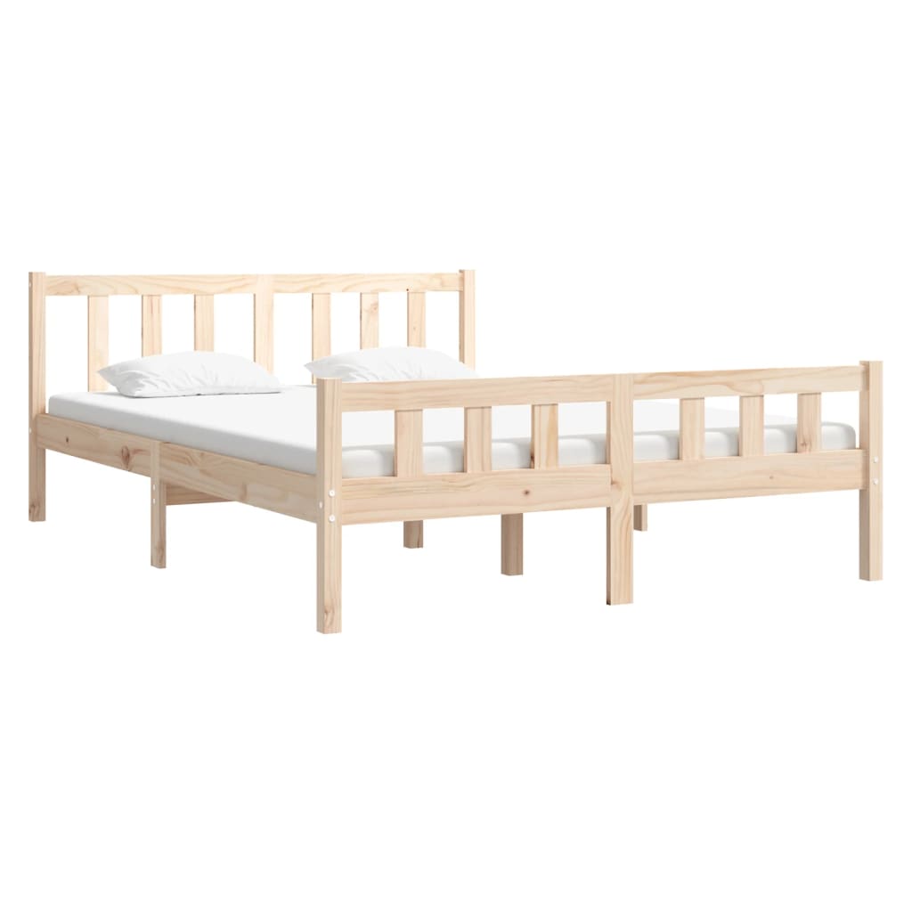 Solid wood bed frame without mattress