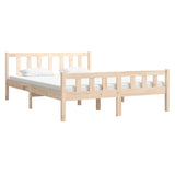 Solid wood bed frame without mattress