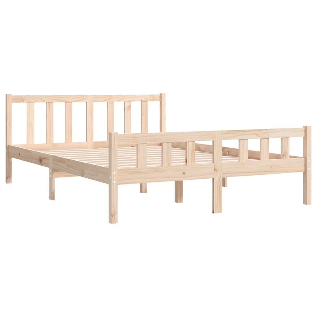 Solid wood bed frame without mattress